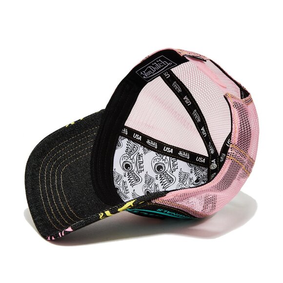 Von Dutch Dark Denim Pink Logo Trucker Hat MSRP89 main image 5